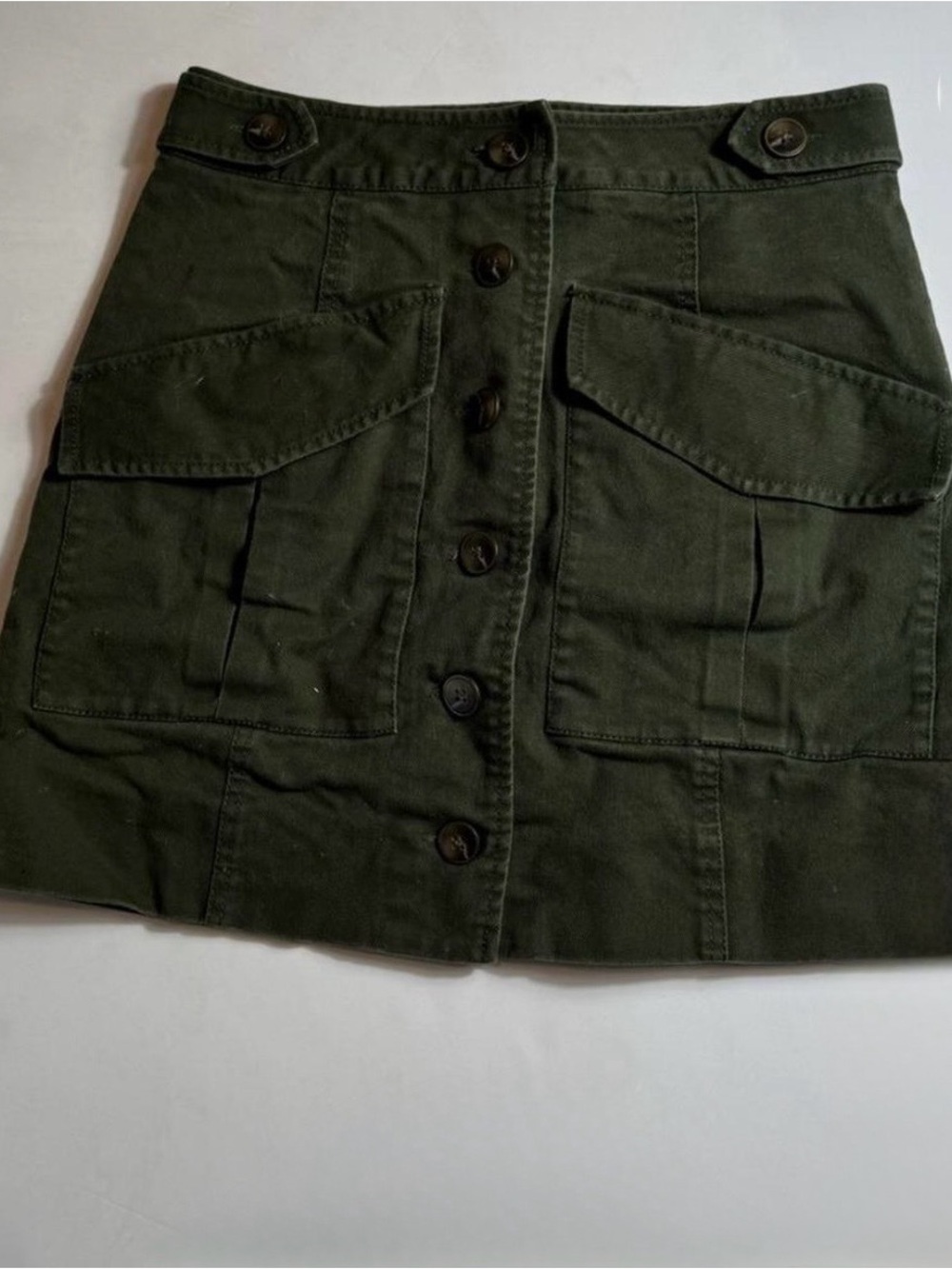 RACHEL Rachel Roy Olive Green Button-Front Midi Skirt